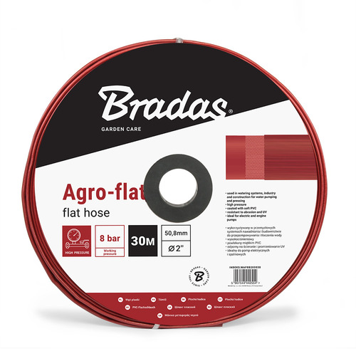 Wąż płaski IRRIGATION AGRO-FLAT PVC W.P.8 / B.P.24 Bar  - 1 1/2"-100m RED 2