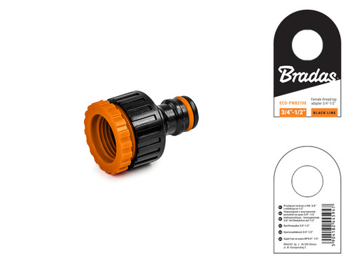 BLACK LINE Przyłącze na kran 3/4" / 1/2" z etykietą 2