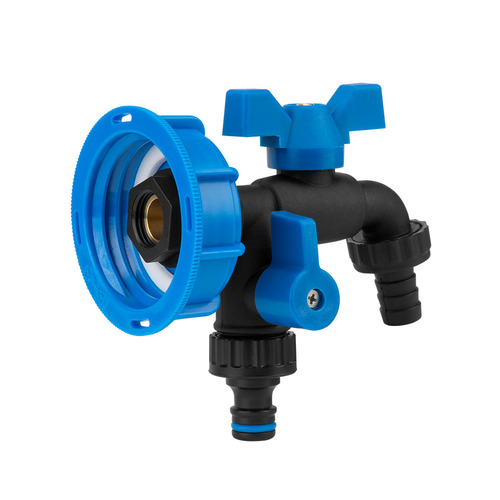 Zestaw IBC S60x6 + kran BLACK RAVEN GZ 2x3/4'' NYLON/BRASS na wąż 5/8"+ nypel 3