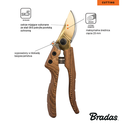 Sekator V-SERIES-D ostrze mijające, stal SK5, WOOD 3