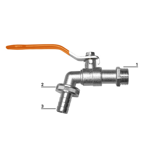 Kran kulowy GZ3/4", wyjście na wąż 1/2" 2
