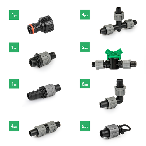 Zestaw akcesoriów do taśmy kroplującej 16mm - 24 szt. 2