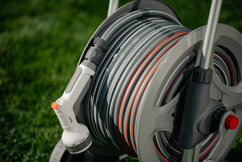 WHITE LINE Metalowy wózek z wężem 1/2" 50m i akcesoriami SILVER PRO SET  4