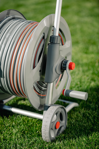 WHITE LINE Metalowy wózek z wężem 1/2" 50m i akcesoriami SILVER PRO SET  5