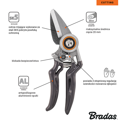 Sekator V-SERIES ostrze proste, stal SK5 ALU 3