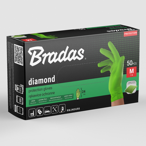 Rękawice ochronne DIAMOND nitrylowe M rozm.7-8 zielony 3