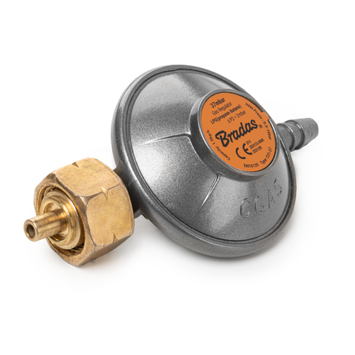 Reduktor gazowy z zaworem bezpieczeństwa EFV, 37 mbar / 1,5 kg/h / 9 mm / kolorowy worek  2