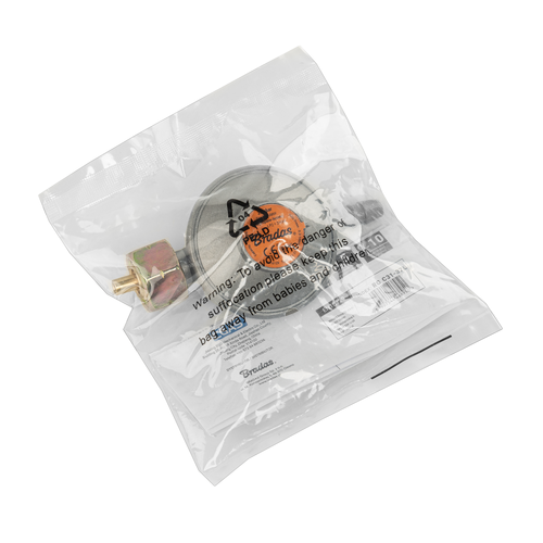 Reduktor gazowy z zaworem bezpieczeństwa EFV, 37 mbar / 1,5 kg/h / 9 mm / worek 7