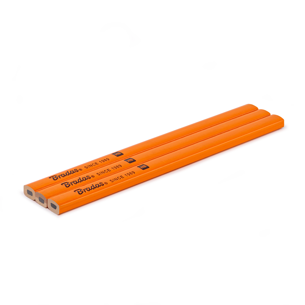 Ołówek budowlany HB 180mm SQUARE 3 szt. POMARAŃCZOWY  1