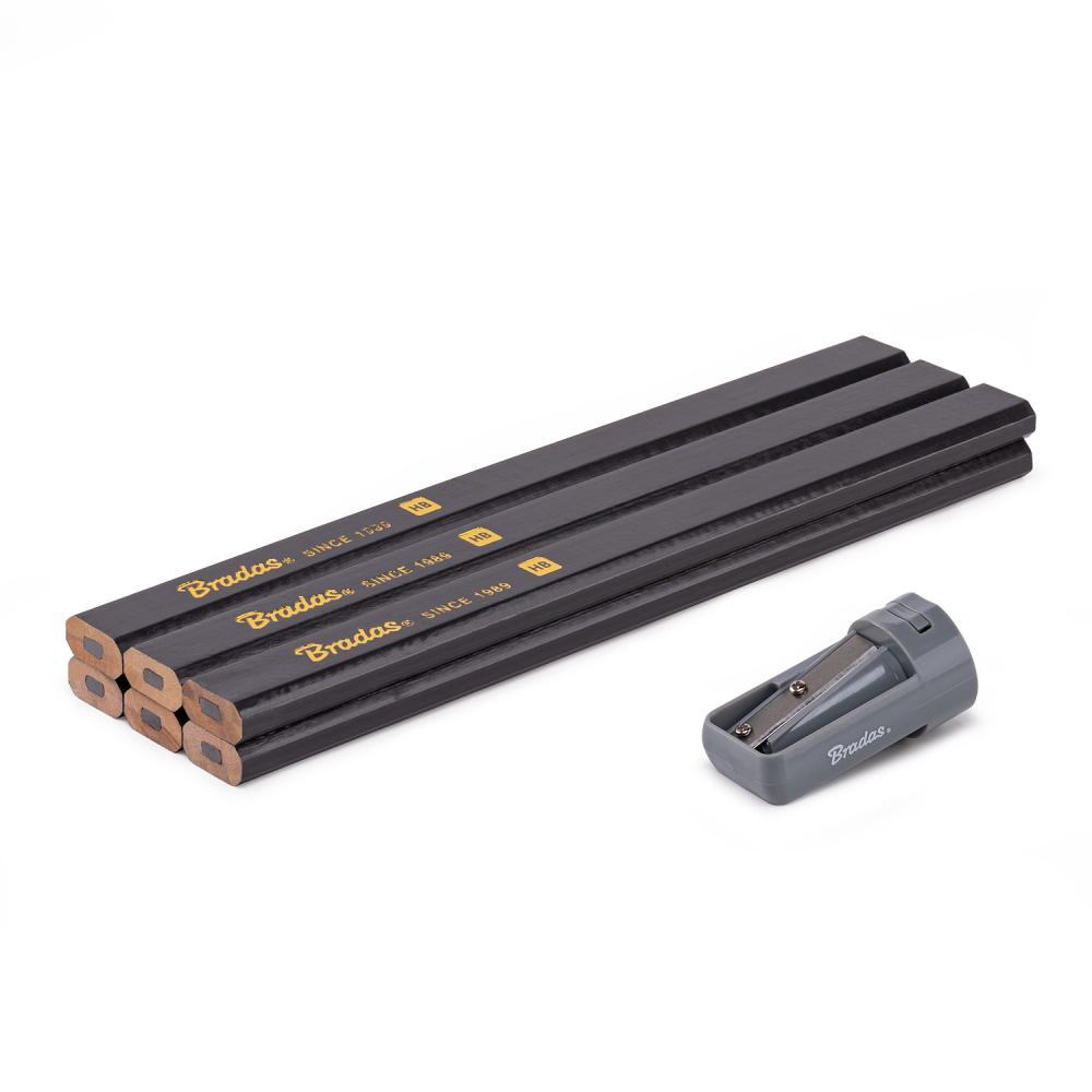 Zestaw ołówków budowlanych z temperówką HB 180mm OCTAGON 6 szt. GRAFITOWY  1