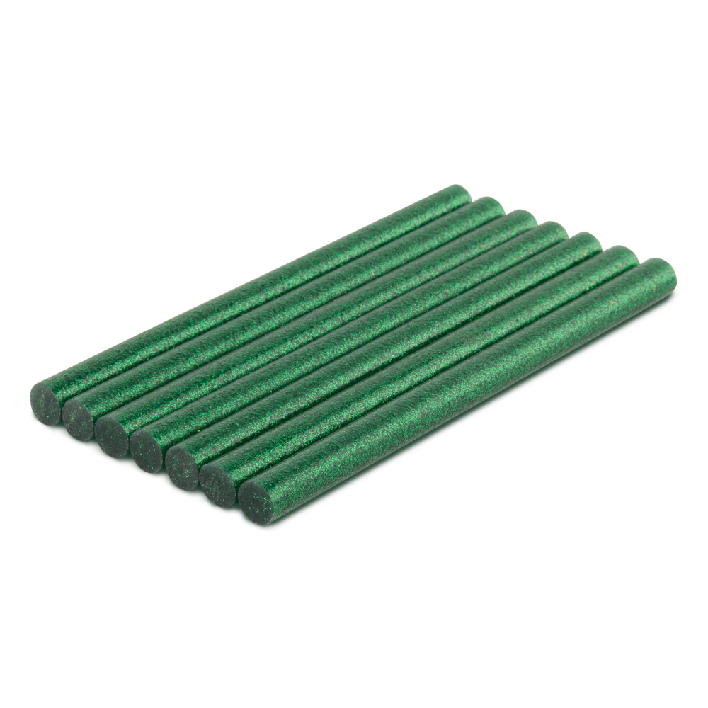 Klej na gorąco - wkłady do pistoletu 7 szt. 11x150 mm brokatowy zielony  1