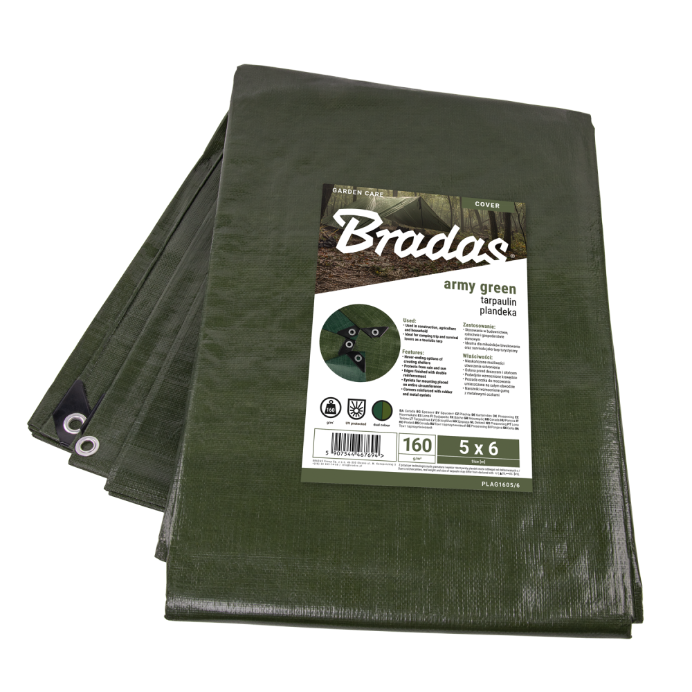 Plandeka ARMY GREEN 160 g/m²  4 x 5 m 1