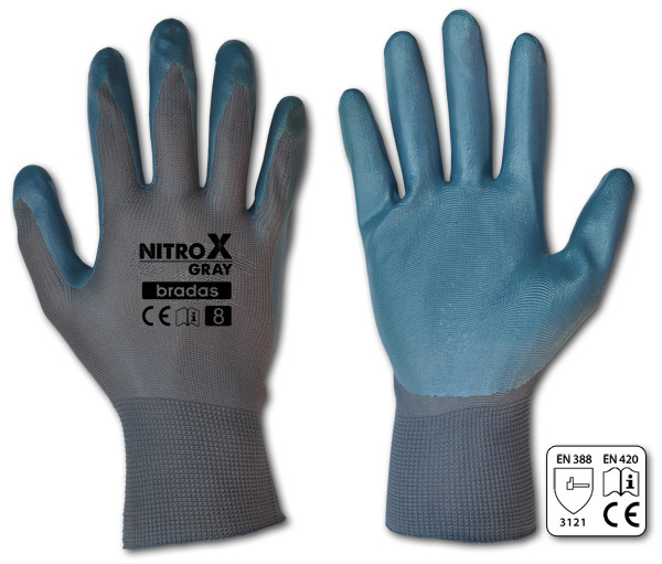 Rękawice ochronne NITROX GRAY nitryl, rozmiar 8, 1