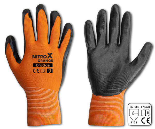 Rękawice ochronne NITROX ORANGE nitryl, rozmiar 9, 1