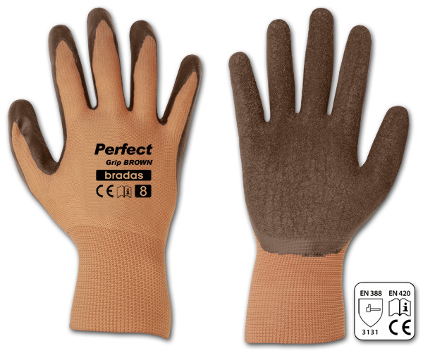 Rękawice ochronne PERFECT GRIP BROWN lateks, rozmiar 10 1
