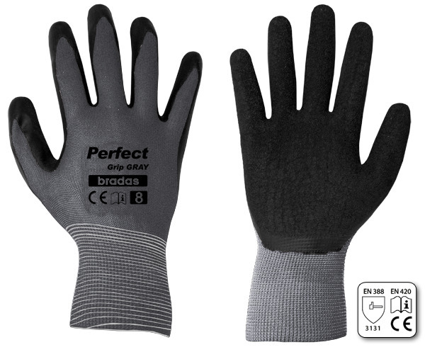 Rękawice ochronne PERFECT GRIP GRAY lateks, rozmiar 8 1