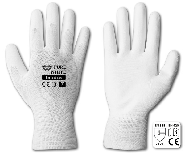 Rękawice ochronne PURE WHITE poliuretan, rozmiar 11 1