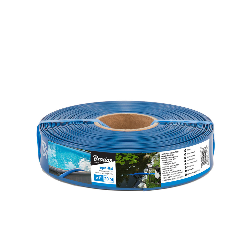 Wąż płaski AQUA - FLAT PE/EVA w zestawie z opaską W.P.1 - 1" - 30m 1