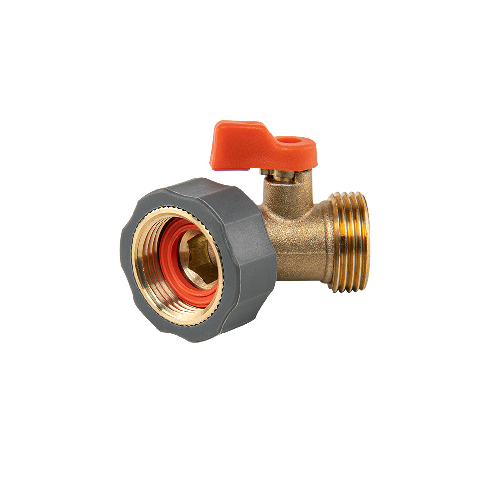 BRASS SOFT Przyłącze kątowe na kran GW 3/4" z zaworem i wyjściem na GZ 3/4" 1