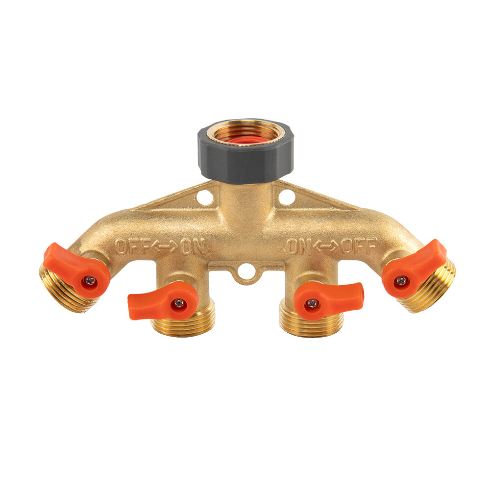 BRASS SOFT Rozdzielacz 4-drożny GW 3/4"-GZ 3/4" z zaworami 1