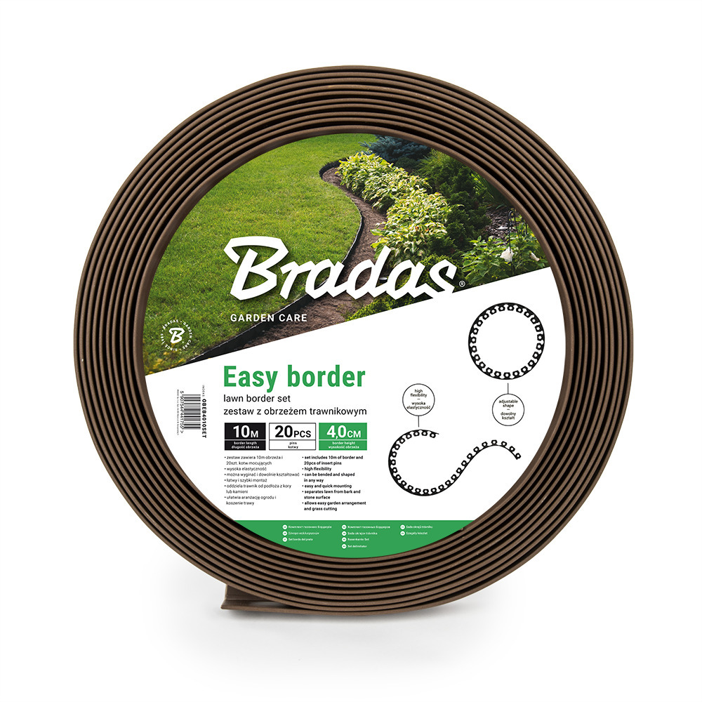 Zestaw z obrzeżem trawnikowym EASY BORDER - 40mm brązowe 1