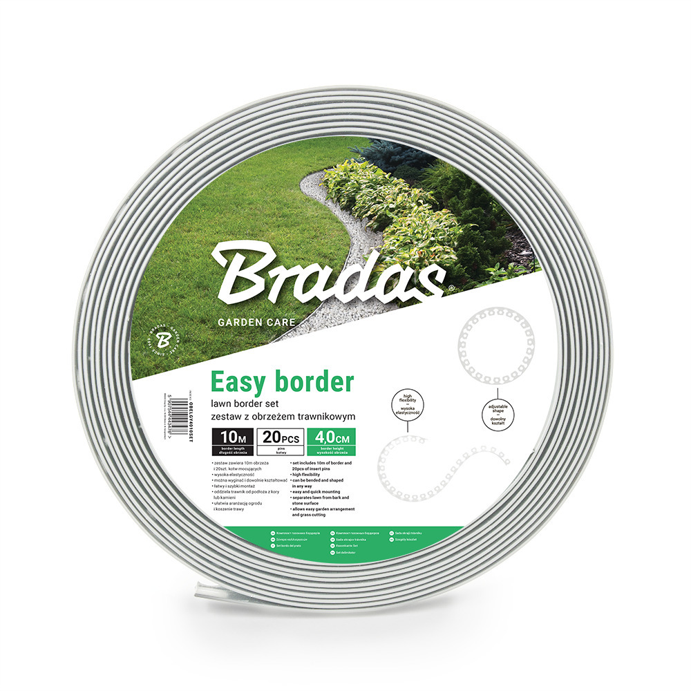 Zestaw z obrzeżem trawnikowym EASY BORDER - 40mm jasnoszary 1
