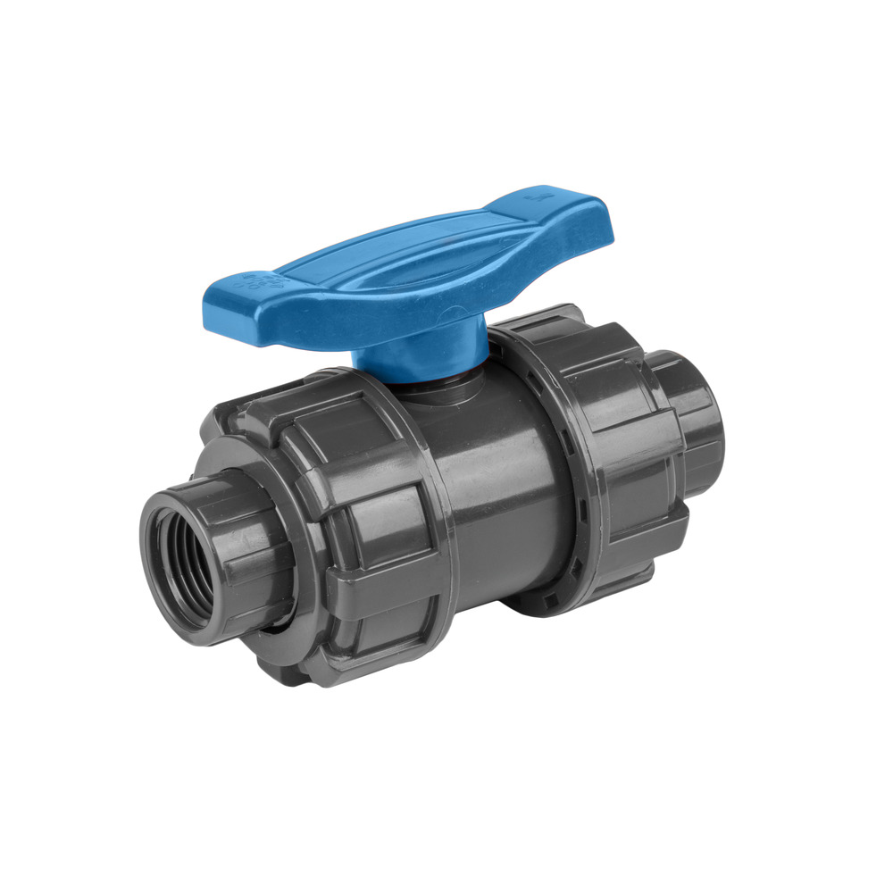 PN16 Zawór kulowy PVC - dwuśrubunkowy / GW 1/2" / GW 1/2" 1