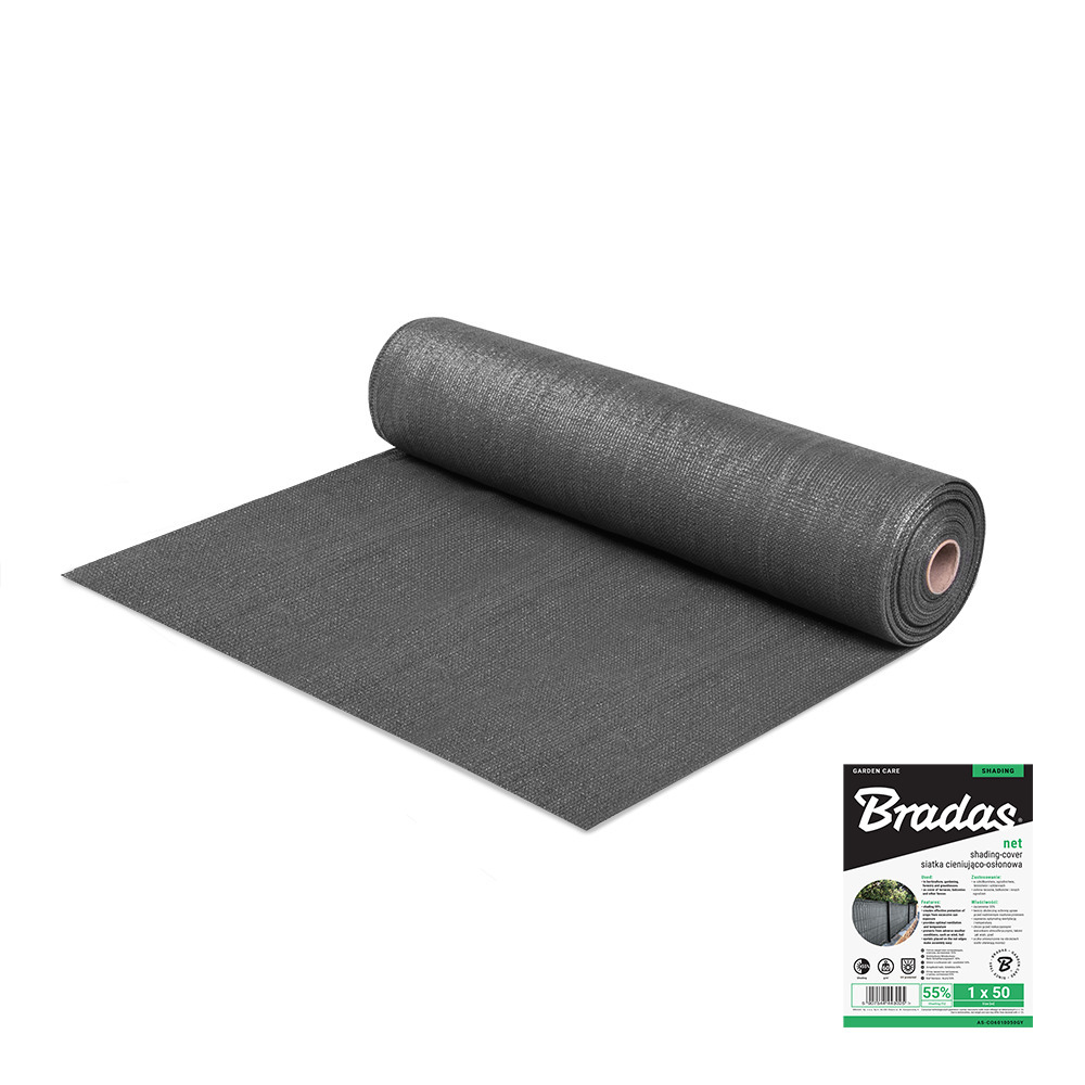 Siatka cieniująco-osłonowa 55%, 1,5x10m, 60g - szara 1