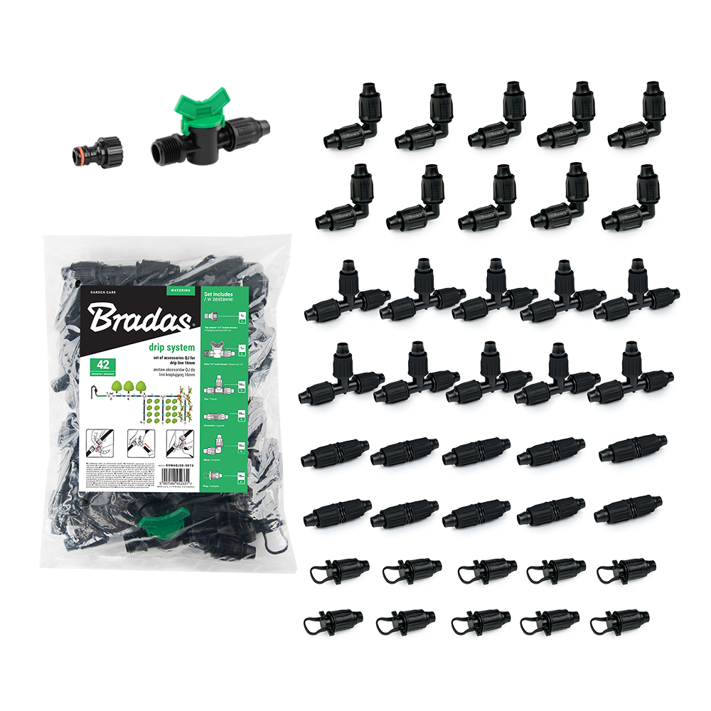 Zestaw akcesoriów QJ do linii kroplującej 16mm - 42 szt. 1