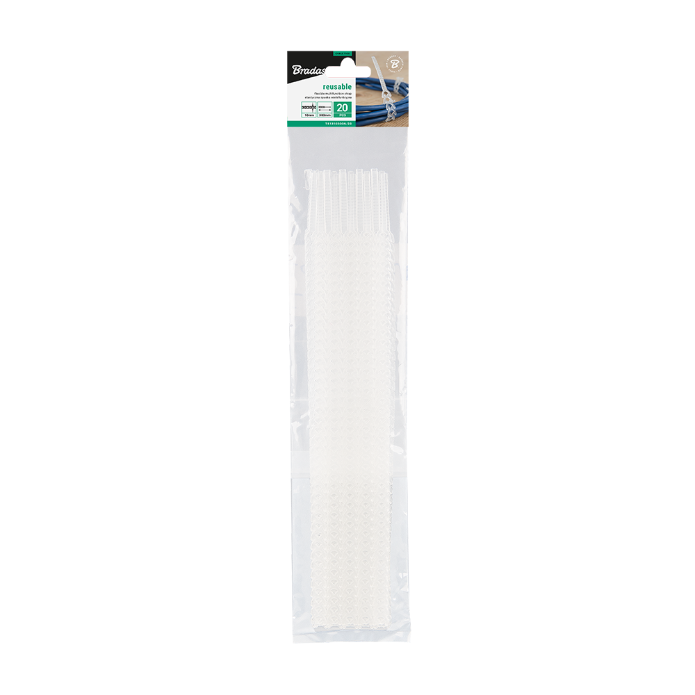 Elastyczna opaska wielokrotnego użytku MULTIUSE 10 x 300mm, neutral - 20szt. 1