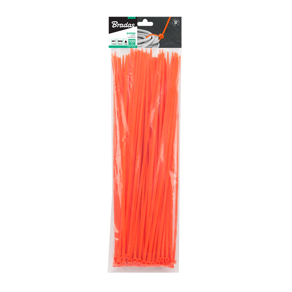 Taśma kablowa 4,8 x 350mm ORANGE 100 szt. 1