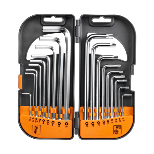  Zestaw kluczy imbusowych HEX 1,5-10 z kulką i TORX 10-50 18 szt. / Długie 1