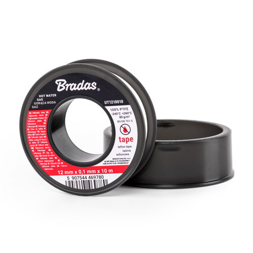 Taśma teflonowa PTFE gorąca woda / gaz 12mm / 0,1mm / 10m 1