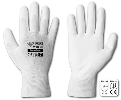 Rękawice ochronne PURE WHITE poliuretan, rozmiar 8 1
