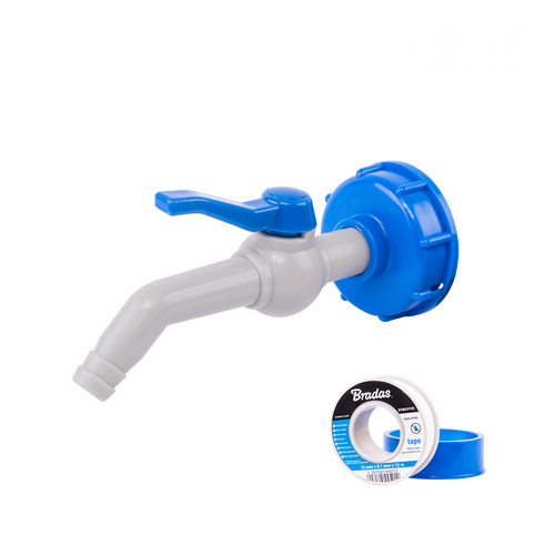 Zestaw - Kran PP 45° z przyłączem IBCS60x6 na wąż 19mm z taśmą PTFE 1