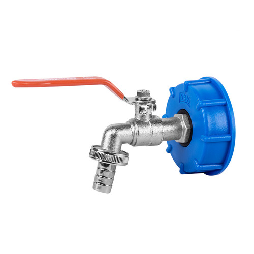 Zestaw - IBC nakrętka S60x6 kran z wyjściem na GZ 3/4", wtyk na wąż 1/2" i nypel 1