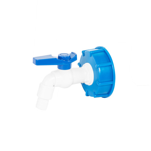 Zestaw IBC – nakrętka niebieska - S60x6 - z kranikiem - 3/4" z wylotem 3/4" 1