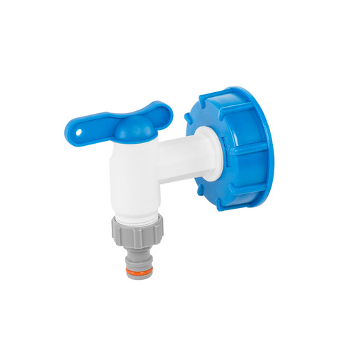 Zestaw IBC –  nakrętka niebieska - S60x6 z kranikiem - 3/4" z wylotem 3/4" 1