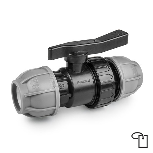 PN10 Zawór do rur PE 32mm / 32mm - metka 1