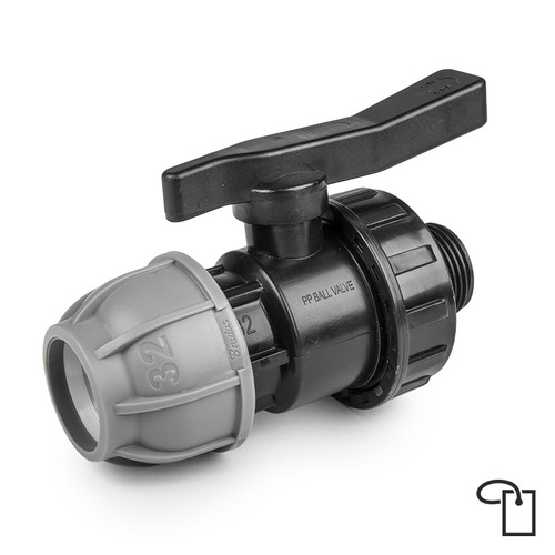 PN10 Zawór do rur PE 32mm / GZ1" - metka 1