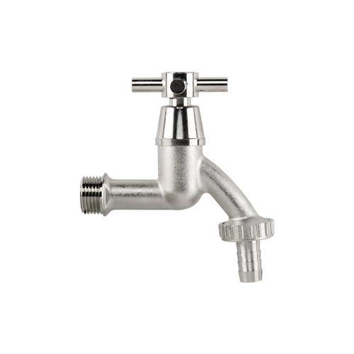 Kran z zaworem GZ 1/2"  z wyjściem na GZ 3/4" z przyłączem na wąż 13 mm CROSS HANDLE 1