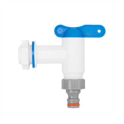 Kran PP z wejściem GZ 3/4", wyjście GZ 3/4" + nypel - biały 1