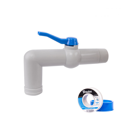 Zestaw - Kran 90° 1'' na wąż 32mm, dł. 18cm, z taśmą PTFE 1